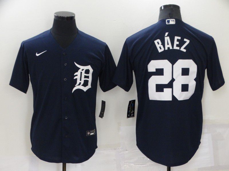 Men Detroit Tigers #28 Baez Blue Game Nike 2022 MLB Jersey